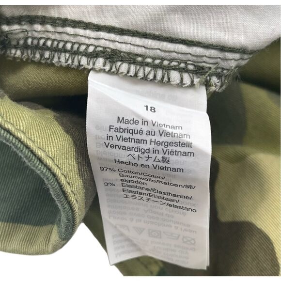 J. CREW Pants Women's Sz 18 Green Camouflage Straight Twill Mid Rise Girlfriend - Picture 7 of 8